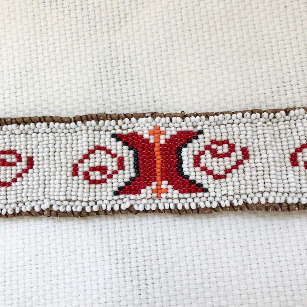 Artisan Hand-beaded Wide Cuff Bracelet butterfly and spiral design boho
